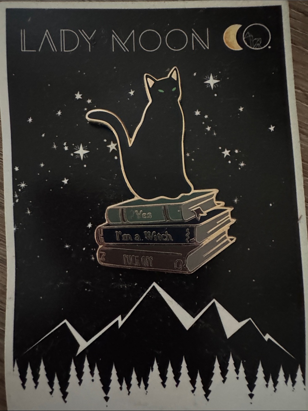 Black Cat Enamel Pin - Black and Green